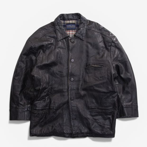 O-0319 Game set and match leather coat