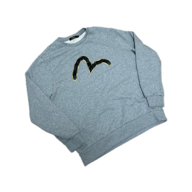 에비수 레오파드 멜란지 그레이 스웻셔츠