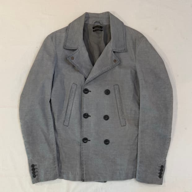 디젤 블랙 골드 린넨 더블 브레스티드 피코트 그레이