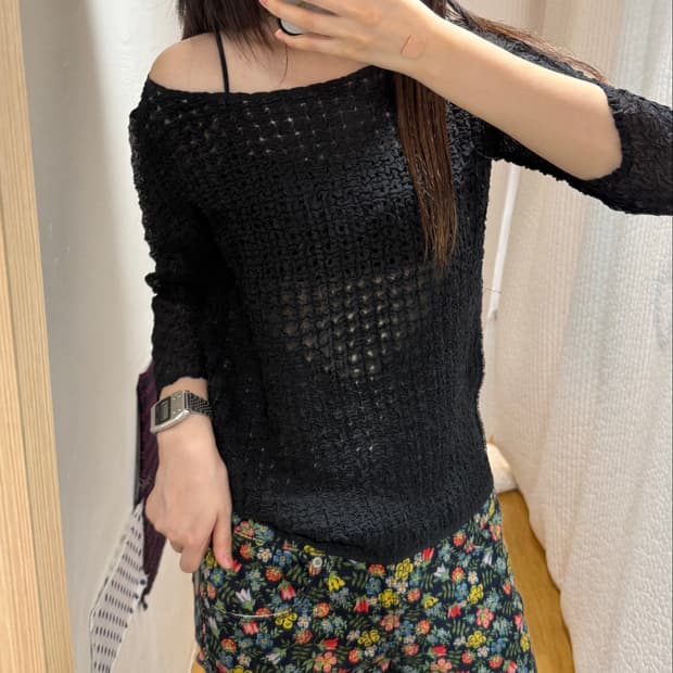 Sheer bubble textured top