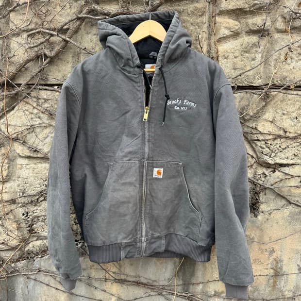 칼하트 빈티지 j140 gvl 그레이 페이딩 덕 액티브 후드 워크 자켓