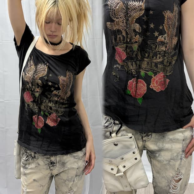 Grunge Printing Detail T-Shirt