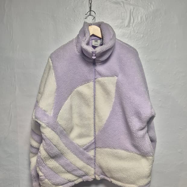 아디다스 쉐르파 퍼 플리스 자켓 라벤더 L사이즈(상태A급)