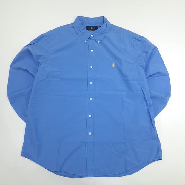 Co703 2XL 폴로 랄프로렌 블루 코튼실크 긴팔 셔츠 남방