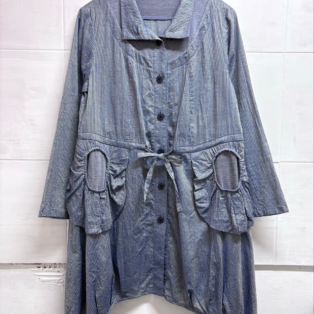 mitsuboshi Dress 꼼데st 코튼 셔링 코트 원피스 40 JP