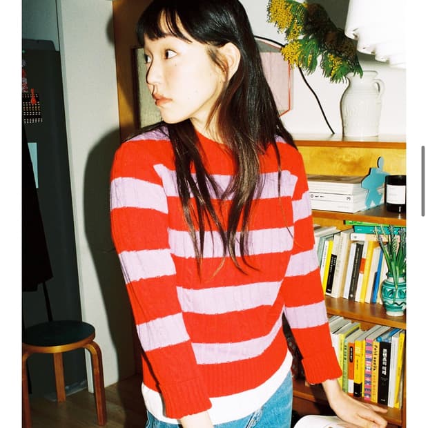 포니테일 스트라이프 니트 poppy sweater