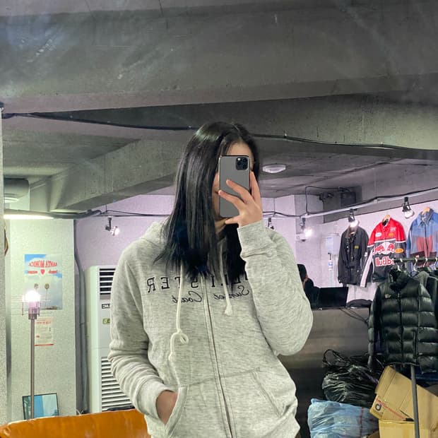 홀리스터 빅로고 멜란지 그레이 후드집업 B3415