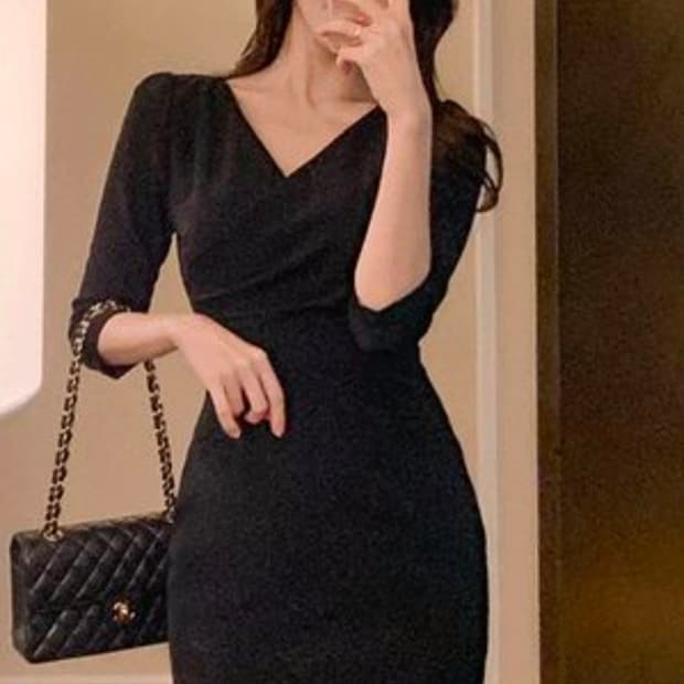 나롱쥐 캡 펄 셔링 원피스 포인트 드레스 섹시 홀복 정장 데이트룩 하객룩