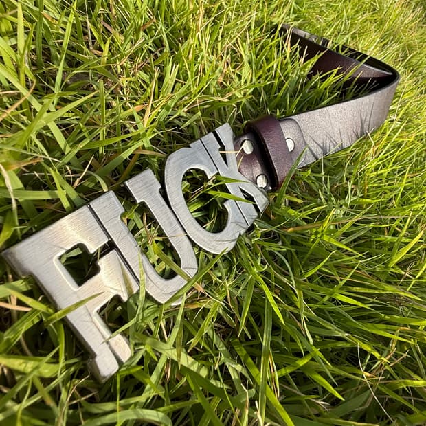 fuck cow leather belt  bn/bk