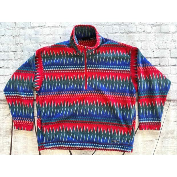 90s 파타고니아 신칠라 스냅-T 아즈텍 레드/블루/그린 USA