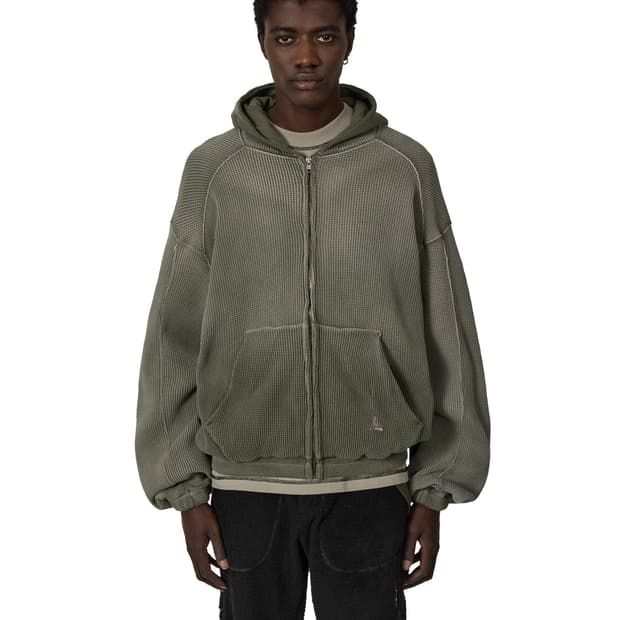[M,L,XL]로아 하이킹 25fw Faded Waffle 후드집업/카키