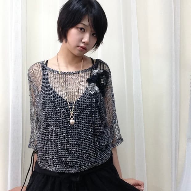  KNIT TOP 그물 니트 탑