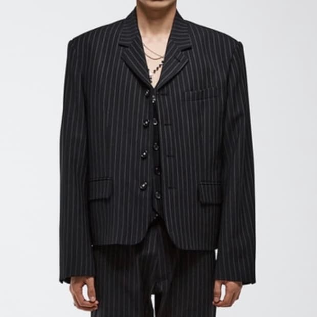 알렌느 울 스트라이프 블레이저 자켓