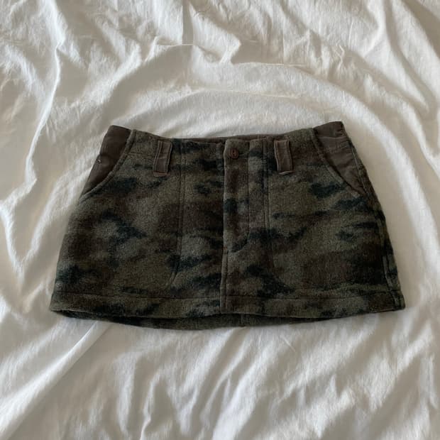 빈티지 카모 미니 스커트 / 로우라이즈