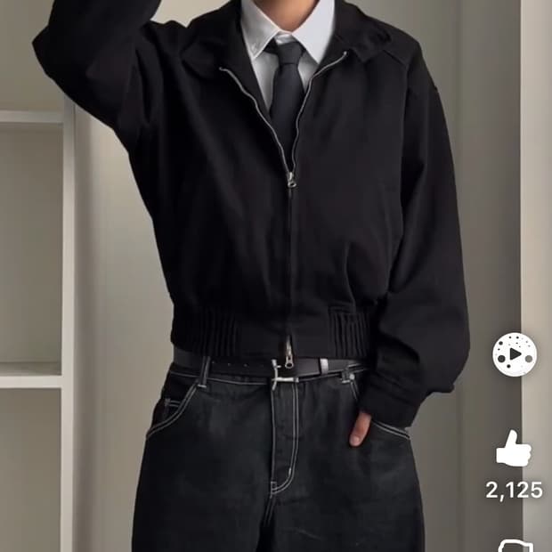 노이즈 코튼 헤링턴 점퍼 자켓 블랙 L 새상품