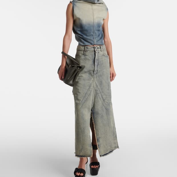 [26,27,28]릭오웬스 디스트레스 맥시 데님 스커트