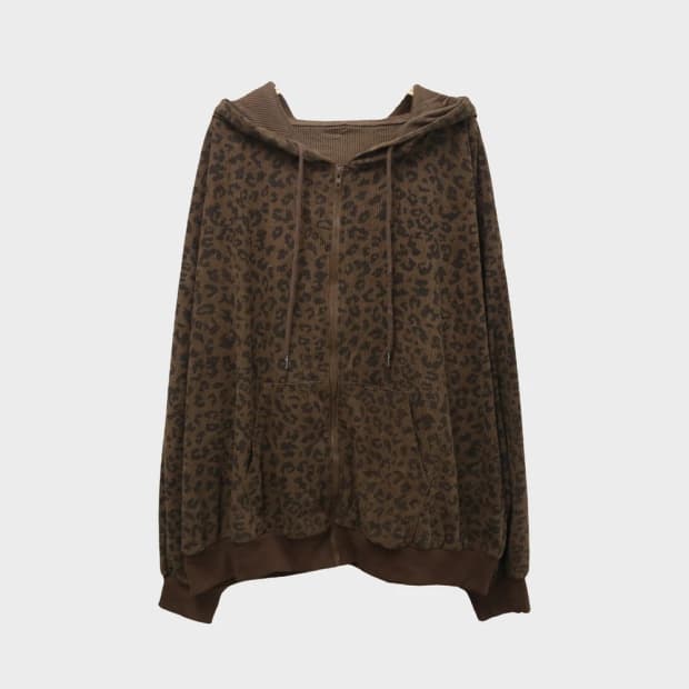 DAZY 골덴 호피 후드 집업 61804