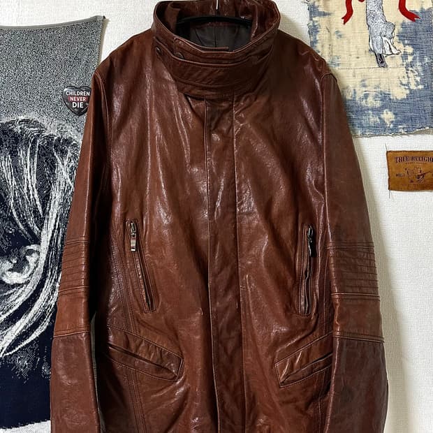 High Neck Sheepskin Leather Jacket