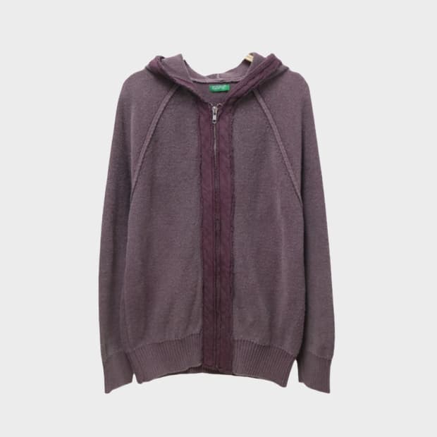 베네통 니트 후드 울 혼방 집업 61105