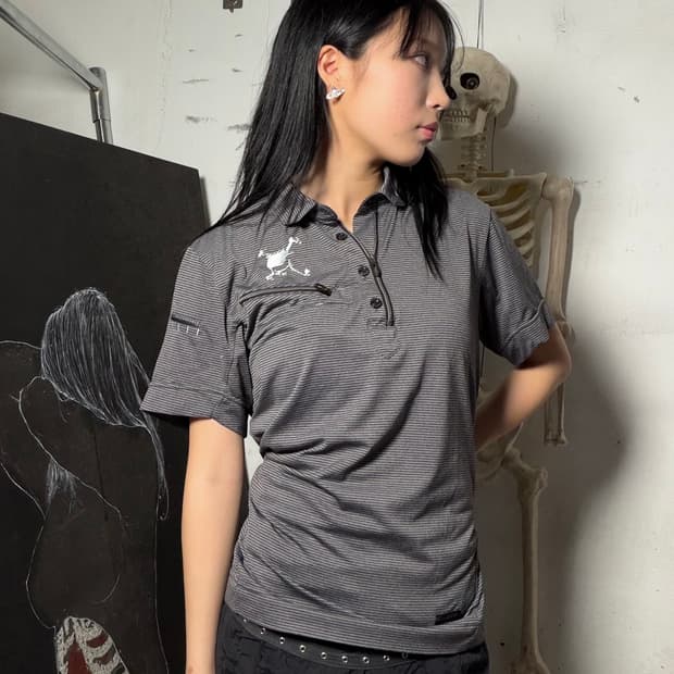 오클리 스컬 로고 해골 고프코어 반팔티 펑크티