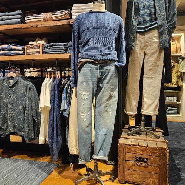 RRL 스트레이트핏 리페어 클리어빌 진 더블알엘