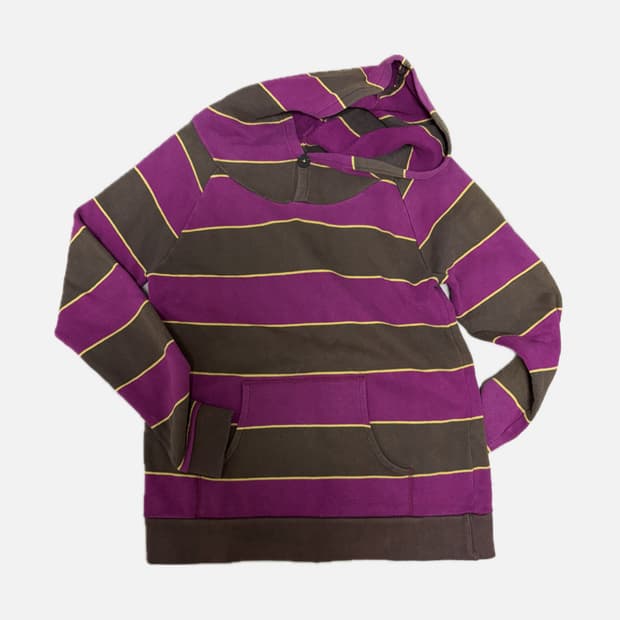 Vinatge stripe hoodie purple&brown