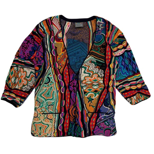 Coogi 쿠지 오스트레일리아 3D 에스닉 패턴 니트 가디건 M