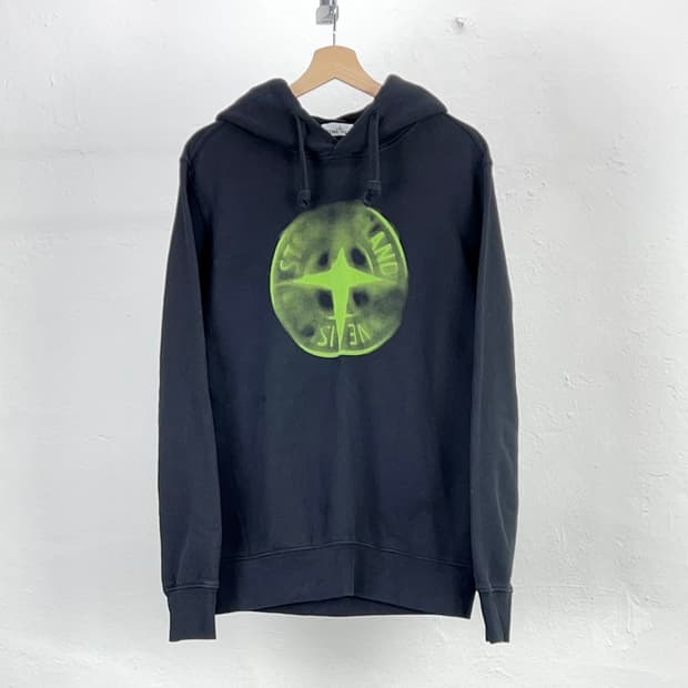 스톤아일랜드 19fw 스머지 브러쉬 로고 스웨트 셔츠 후디