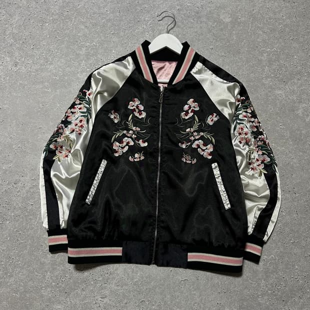 빈티지 벚꽃 리버시블 스카잔 자켓