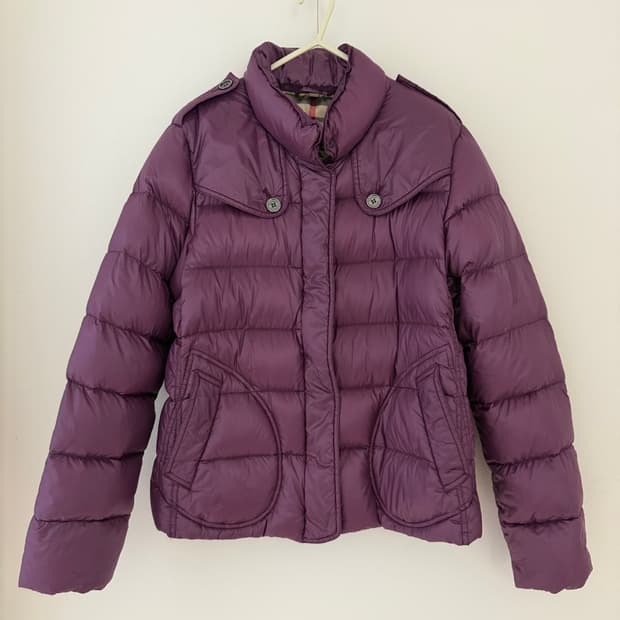 버버리 여성 구스 퍼플 패딩 M