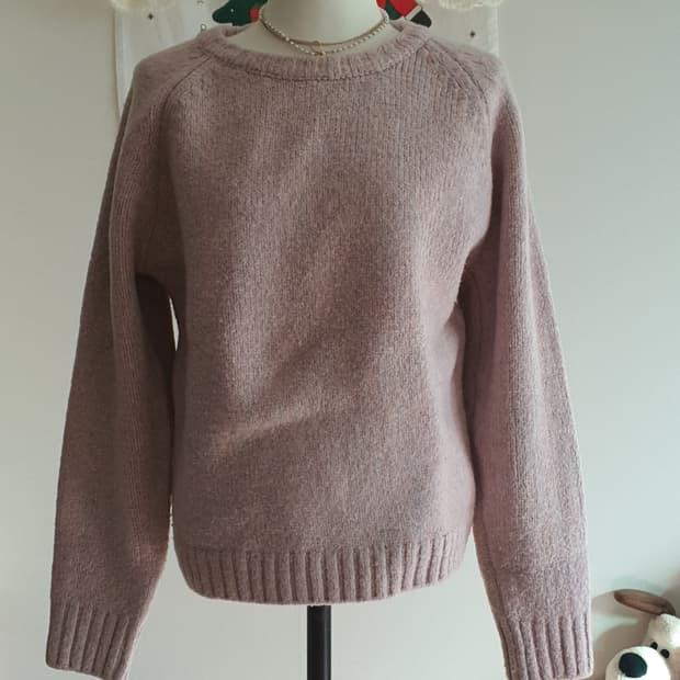 [모리걸] 핑크 라운드넥 니트 스웨터 발레코어니트