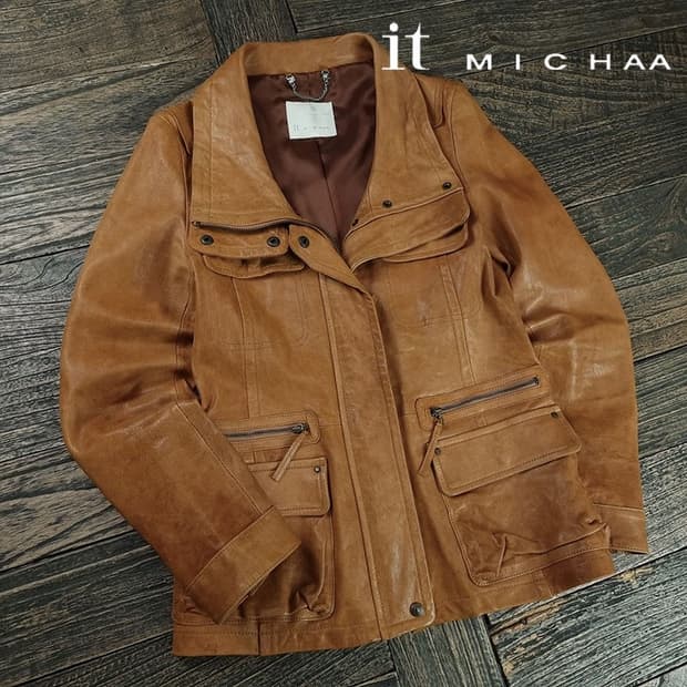 [잇미샤] 리얼 쉽스킨 양가죽 멀티 포켓 레더 필드 자켓 M19995