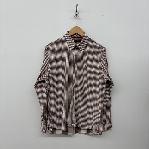 타미힐피거 체크 긴팔 셔츠 남m