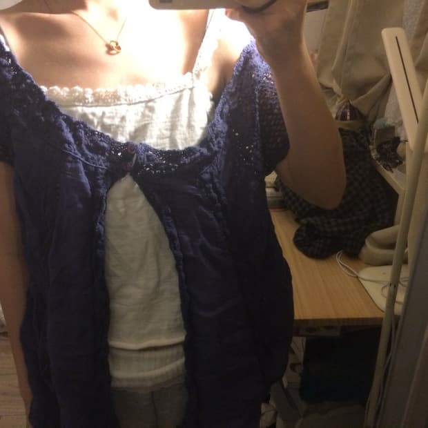 navy crochet knit bolero