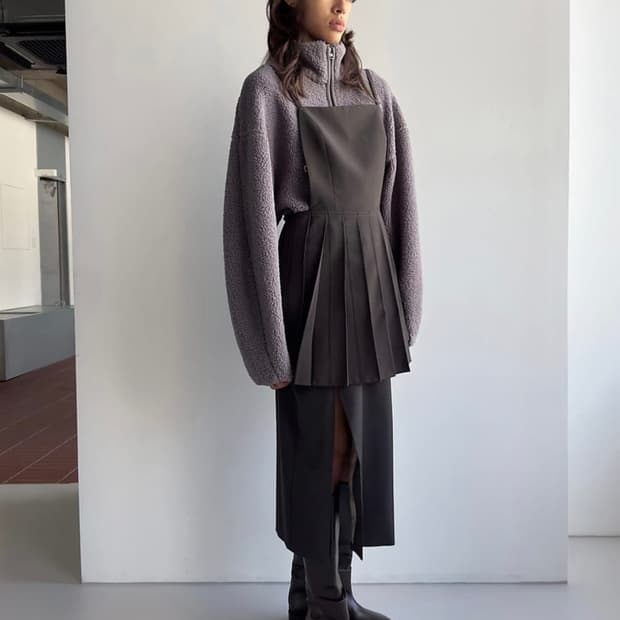 로우클래식 pleated mini dress S 차콜