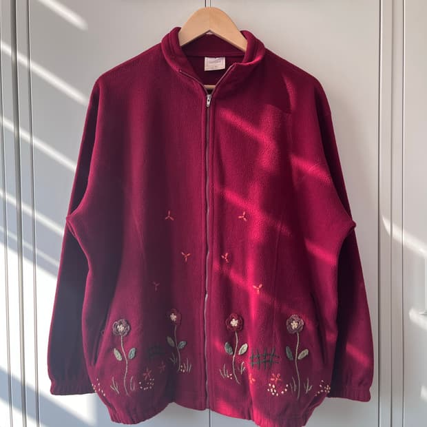 Classics 꽃 자수 플리스 집업 