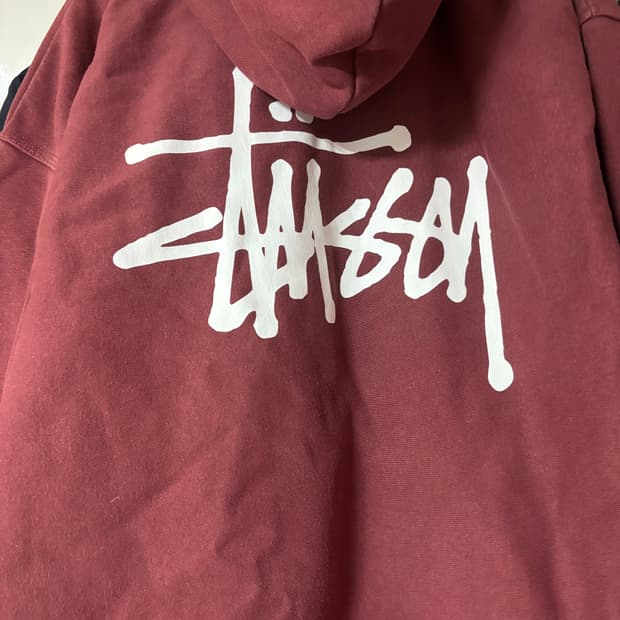 스투시 베이직 후드 옥스블러드 XL