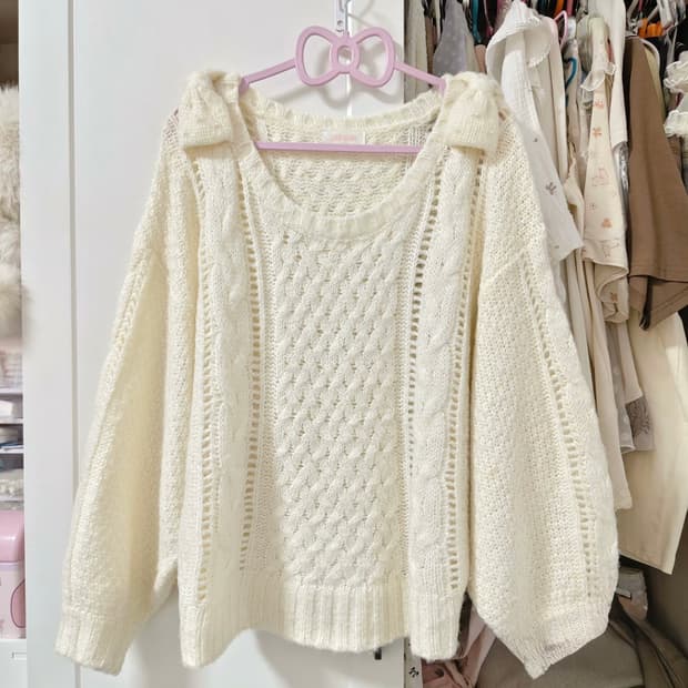 리즈리사 핀터깔 히메갸루 리본 니트