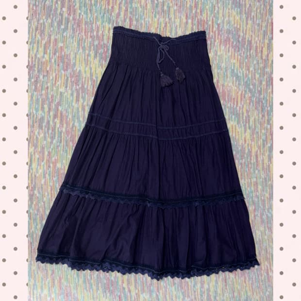 퍼플 크로쉐 롱 스커트