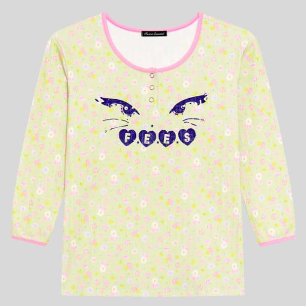kitty button flower top (pistachio)