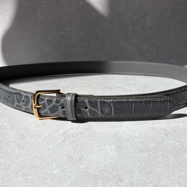 Oribell 크로커다일 페이던트 소가죽 골드버클 미니멀 버클 벨트