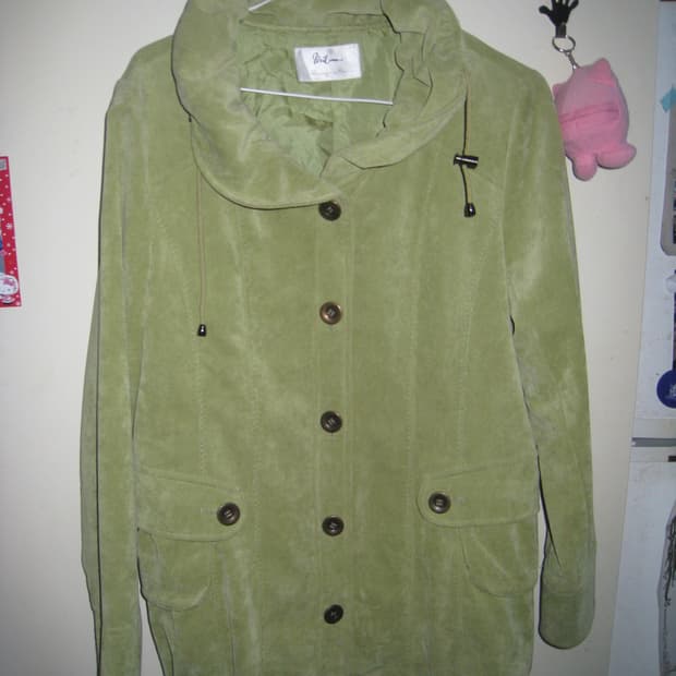 모리걸 갸루 mood 라이트 그린 골덴 야상 점퍼