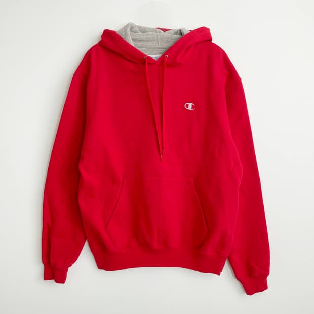 F2 챔피온(Champion) 레드 리버스위브 후드티 L사이즈