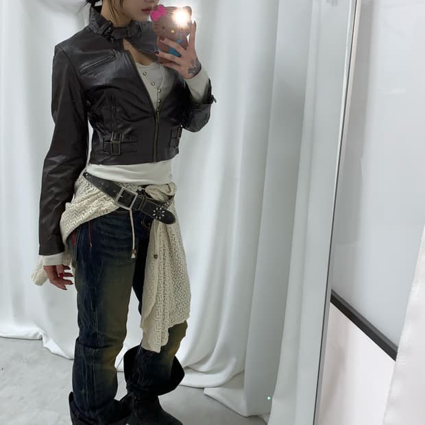 에비수 y2k 레더 코디셋 3ce