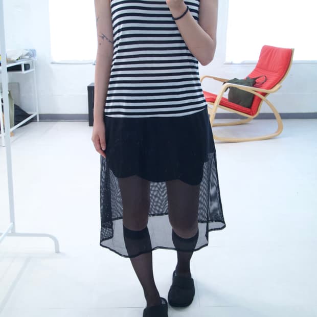mesh skirt stripe dress
