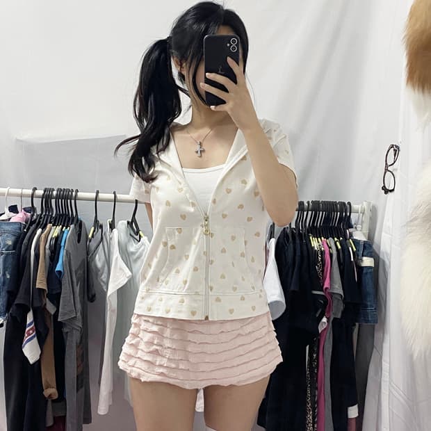 [DAIZ] 조지후쿠 하트 반팔 후드집업  