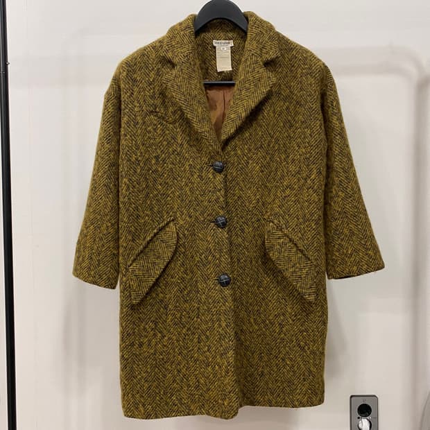 조르지오 아르마니 ITALY 헤링본 울 코트