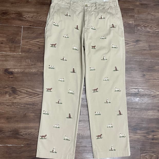 폴로 랄프로렌 도그 강아지 자수 치노 팬츠 베이지