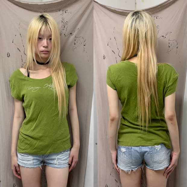 [Tommy Hilfiger]Olive Color 00’s Slim Fi