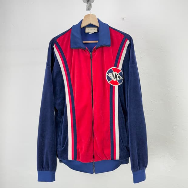 구찌 19ss 벨루어 GG 컬러 블록 트랙 자켓